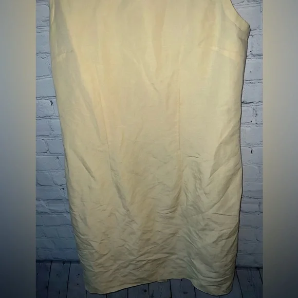 Laura Scott light yellow sleeveless linen / rayon dress size 14 - Picture 6 of 11